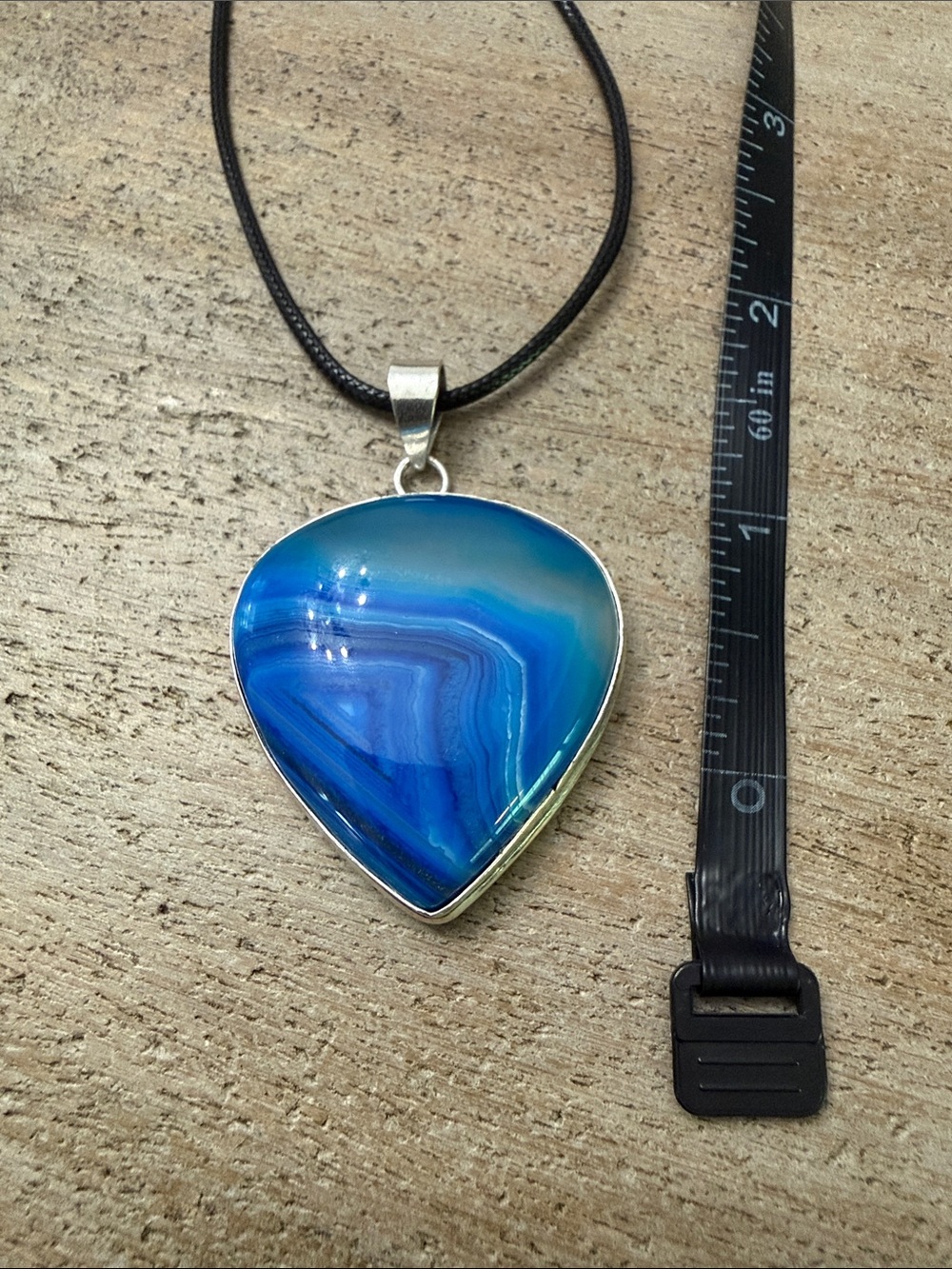 Blue Agate Teardrop Pendant Necklace